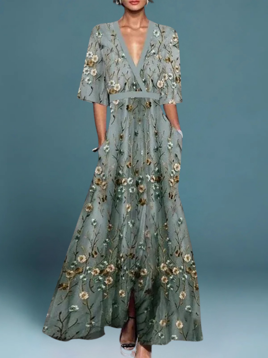 Océane | Elegant Long Floral Dress