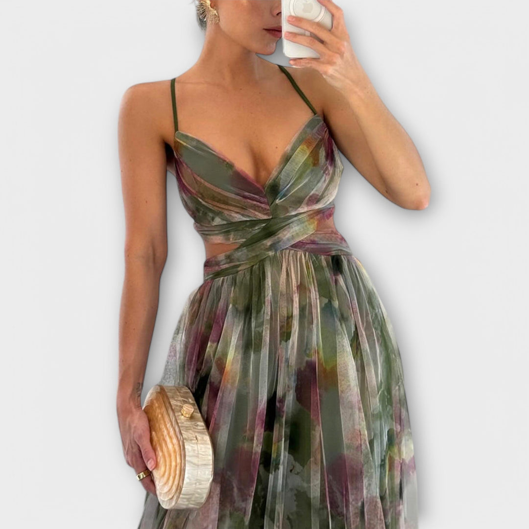 Lina Mesh Maxi Dress - Elegant and Figure-Hugging