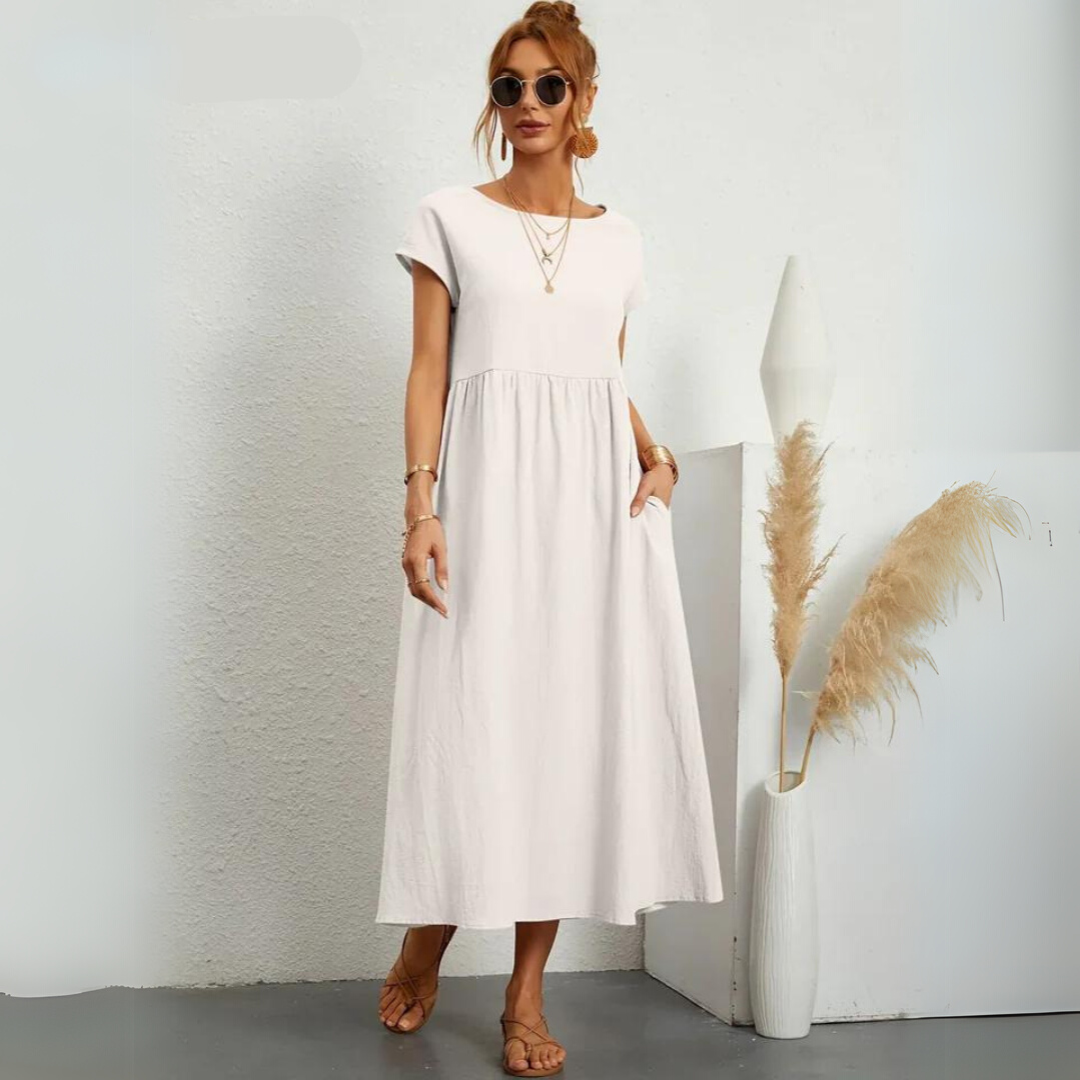 Isla – 100% Breathable Cotton Casual Midi Dress
