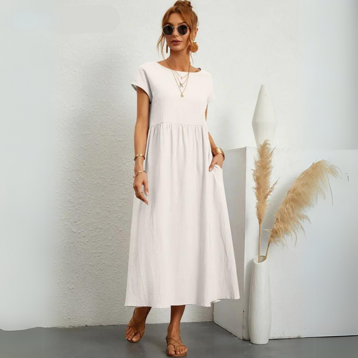 Isla – 100% Breathable Cotton Casual Midi Dress