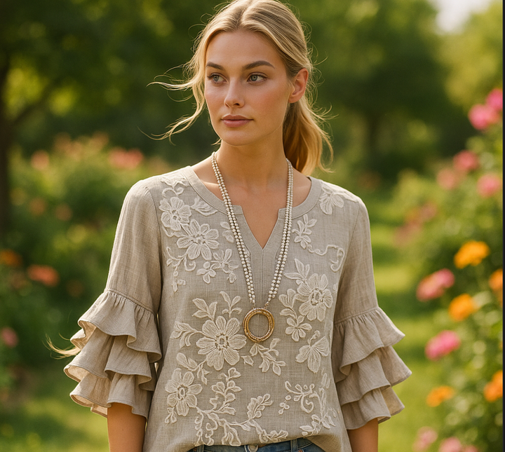 MAEVA™ | Vintage Blouse with Floral Print