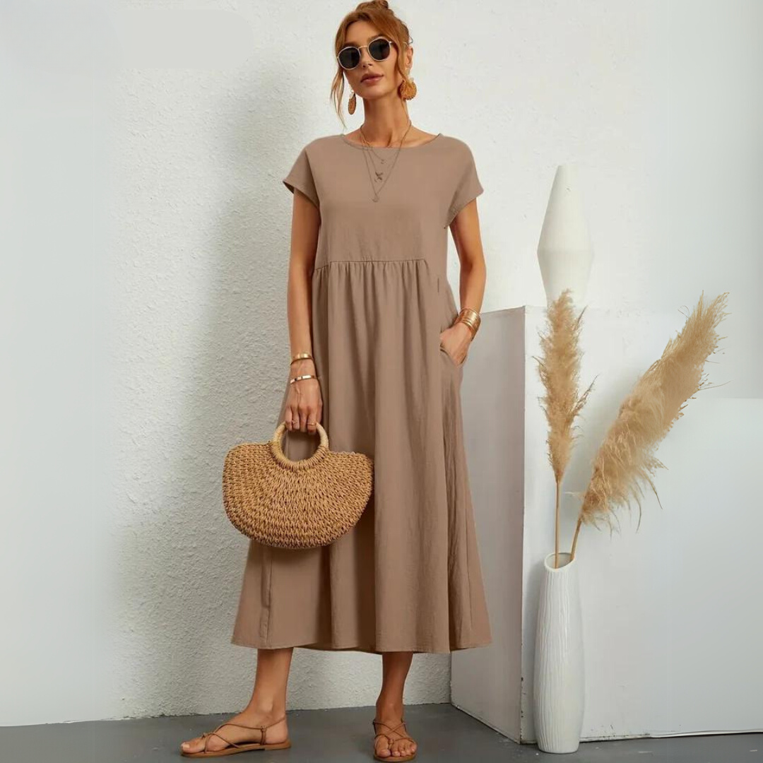 Isla – 100% Breathable Cotton Casual Midi Dress