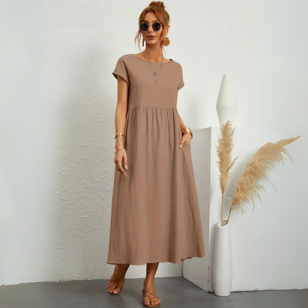 Isla – 100% Breathable Cotton Casual Midi Dress