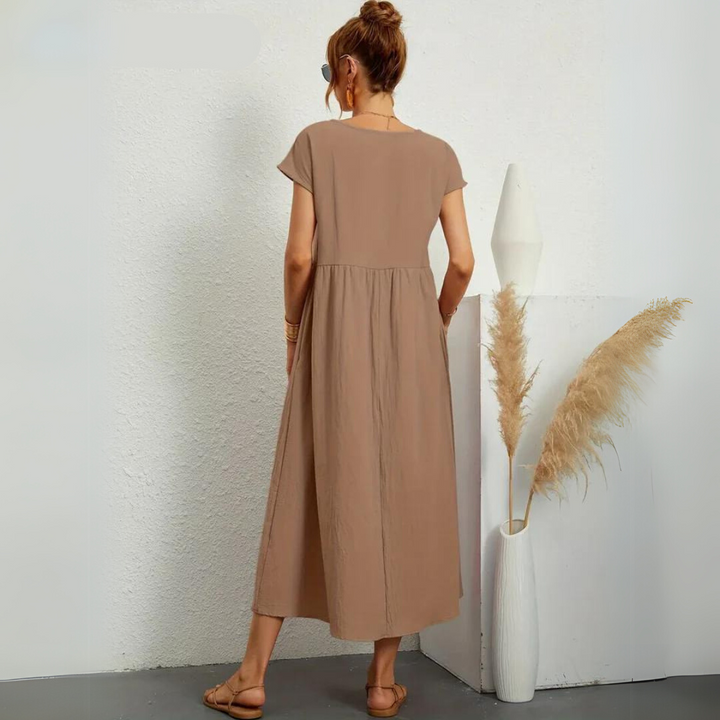 Isla – 100% Breathable Cotton Casual Midi Dress
