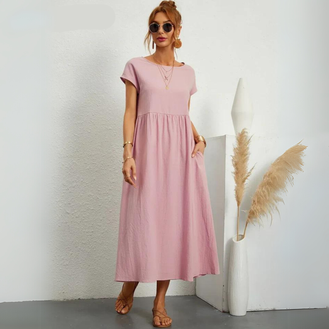 Isla – 100% Breathable Cotton Casual Midi Dress