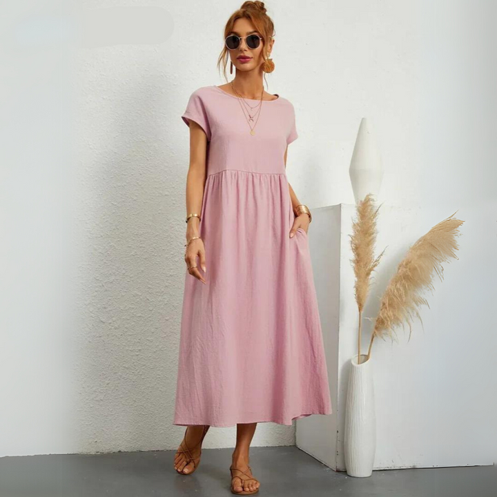 Isla – 100% Breathable Cotton Casual Midi Dress