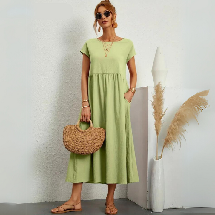 Isla – 100% Breathable Cotton Casual Midi Dress