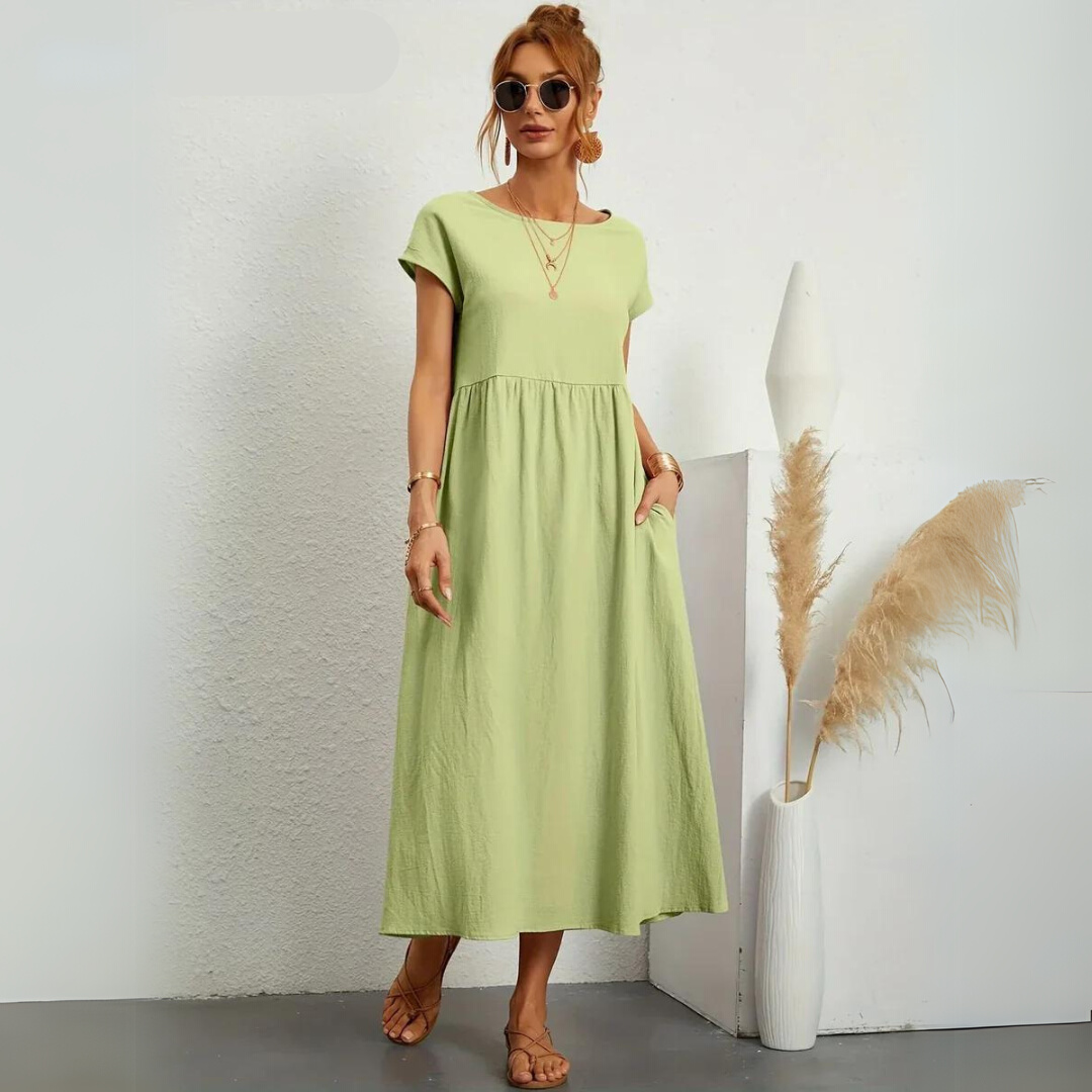Isla – 100% Breathable Cotton Casual Midi Dress