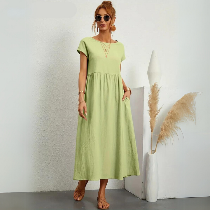 Isla – 100% Breathable Cotton Casual Midi Dress