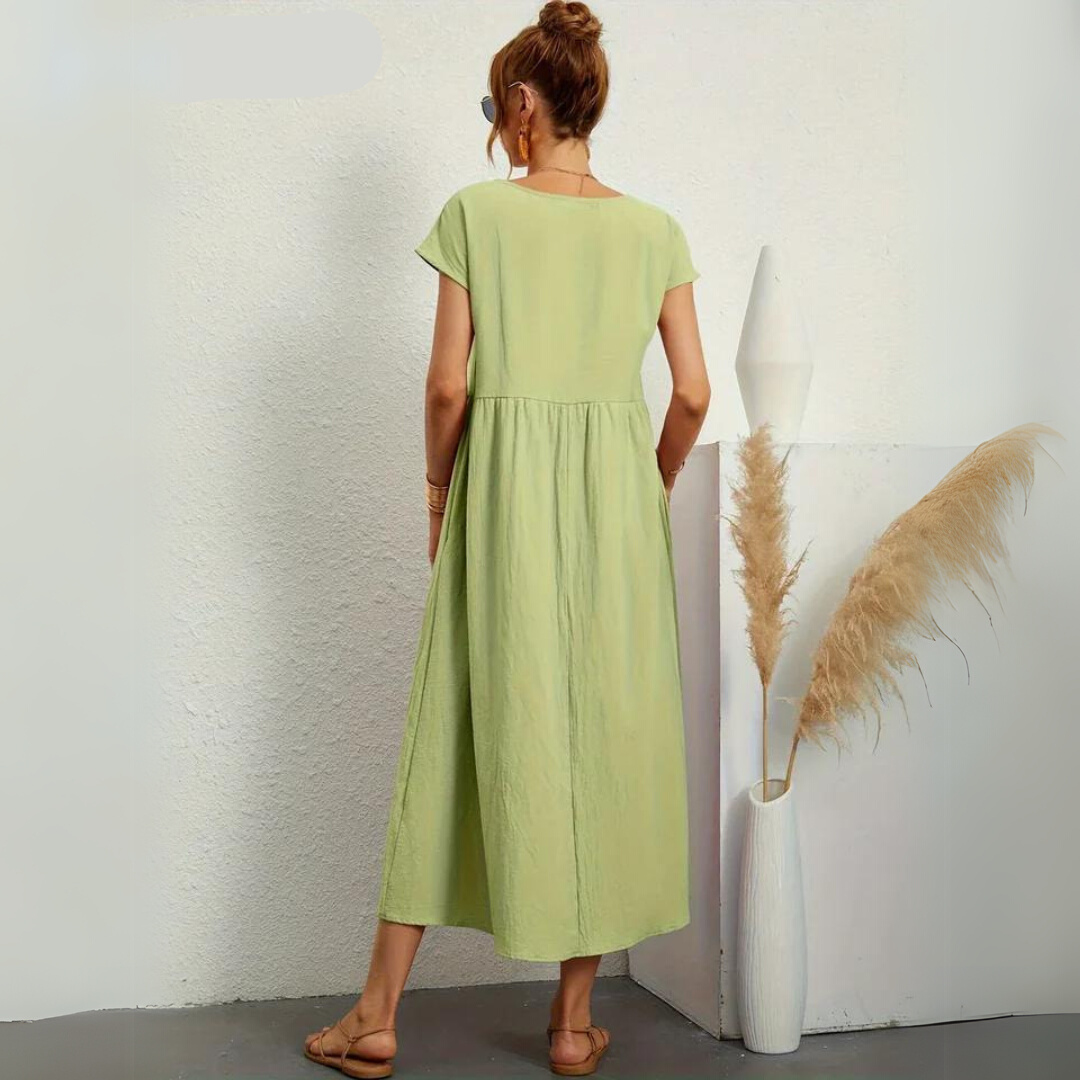 Isla – 100% Breathable Cotton Casual Midi Dress