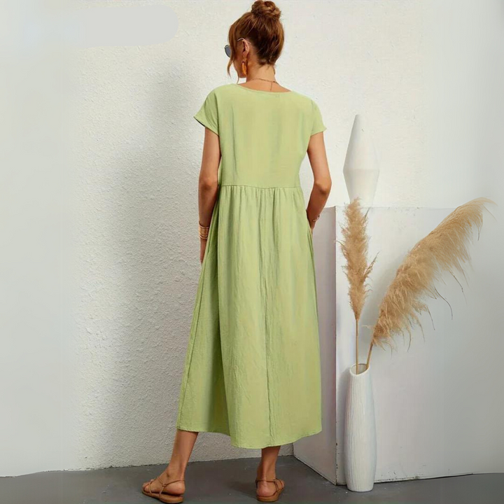 Isla – 100% Breathable Cotton Casual Midi Dress