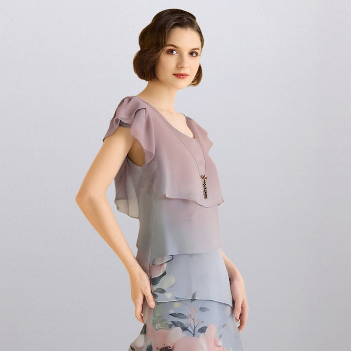 Sienna™ | Summer Dress with Floral Print at the Neck