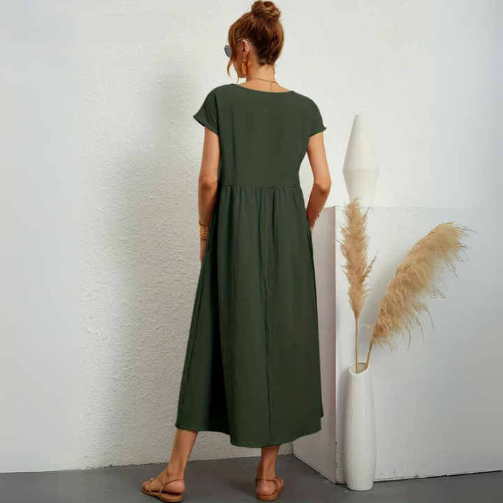 Isla – 100% Breathable Cotton Casual Midi Dress