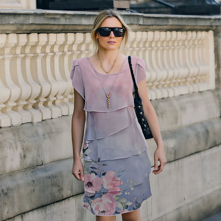 Sienna™ | Summer Dress with Floral Print at the Neck