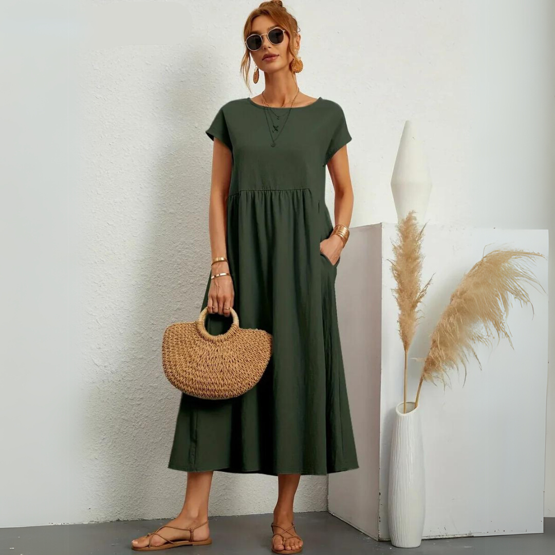 Isla – 100% Breathable Cotton Casual Midi Dress