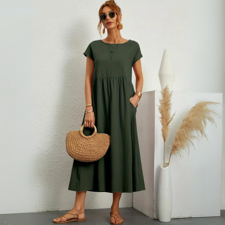 Isla – 100% Breathable Cotton Casual Midi Dress