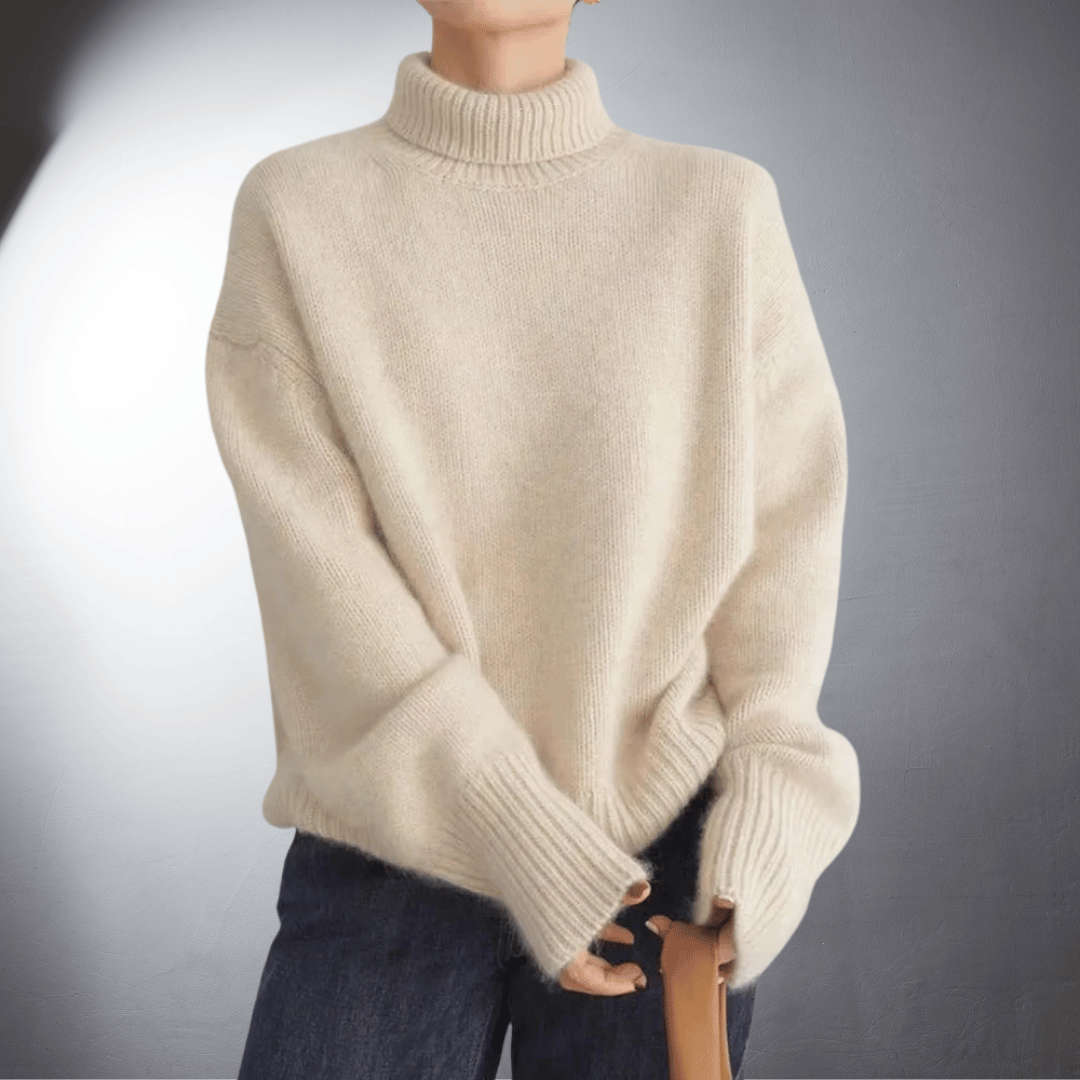 Sue - Soft Cashmere Turtleneck Jumper - Beige / S - Women Top