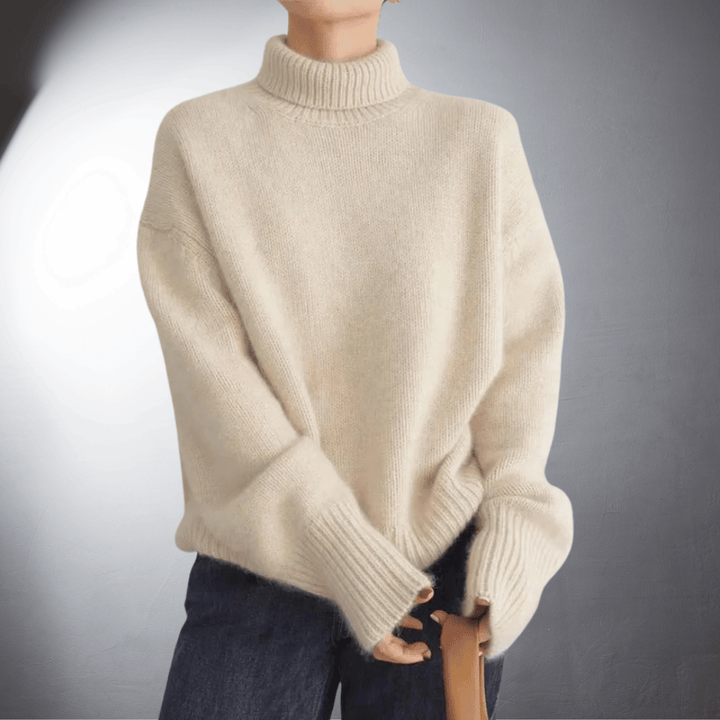 Sue - Soft Cashmere Turtleneck Jumper - Beige / S - Women Top