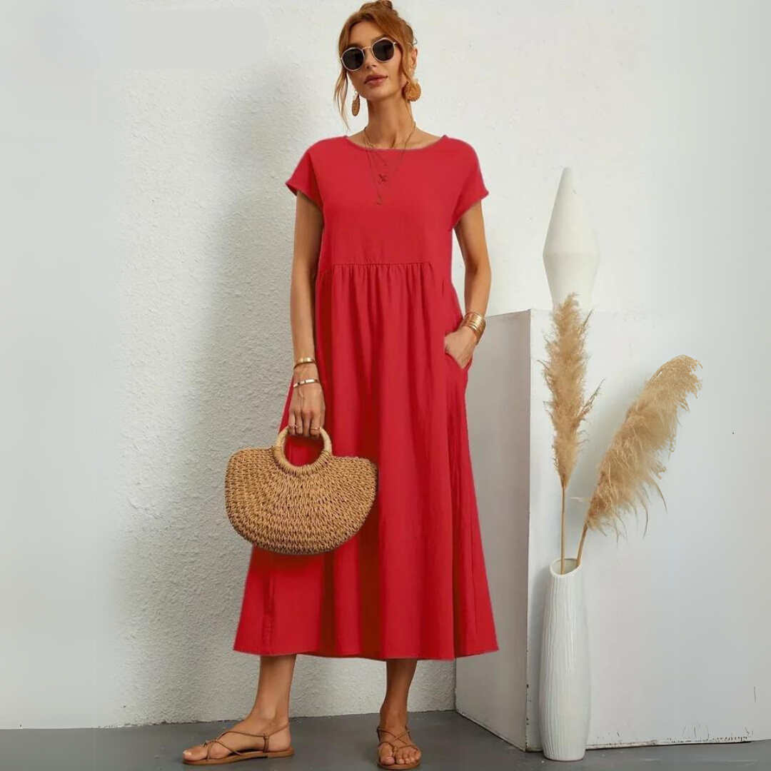 Isla – 100% Breathable Cotton Casual Midi Dress