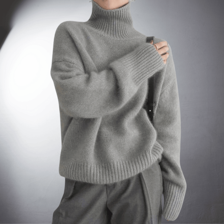 Sue - Soft Cashmere Turtleneck Jumper - Grey / S - Women Top