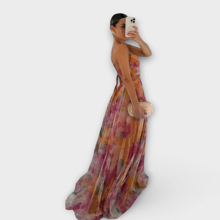 Lina Mesh Maxi Dress - Elegant and Figure-Hugging