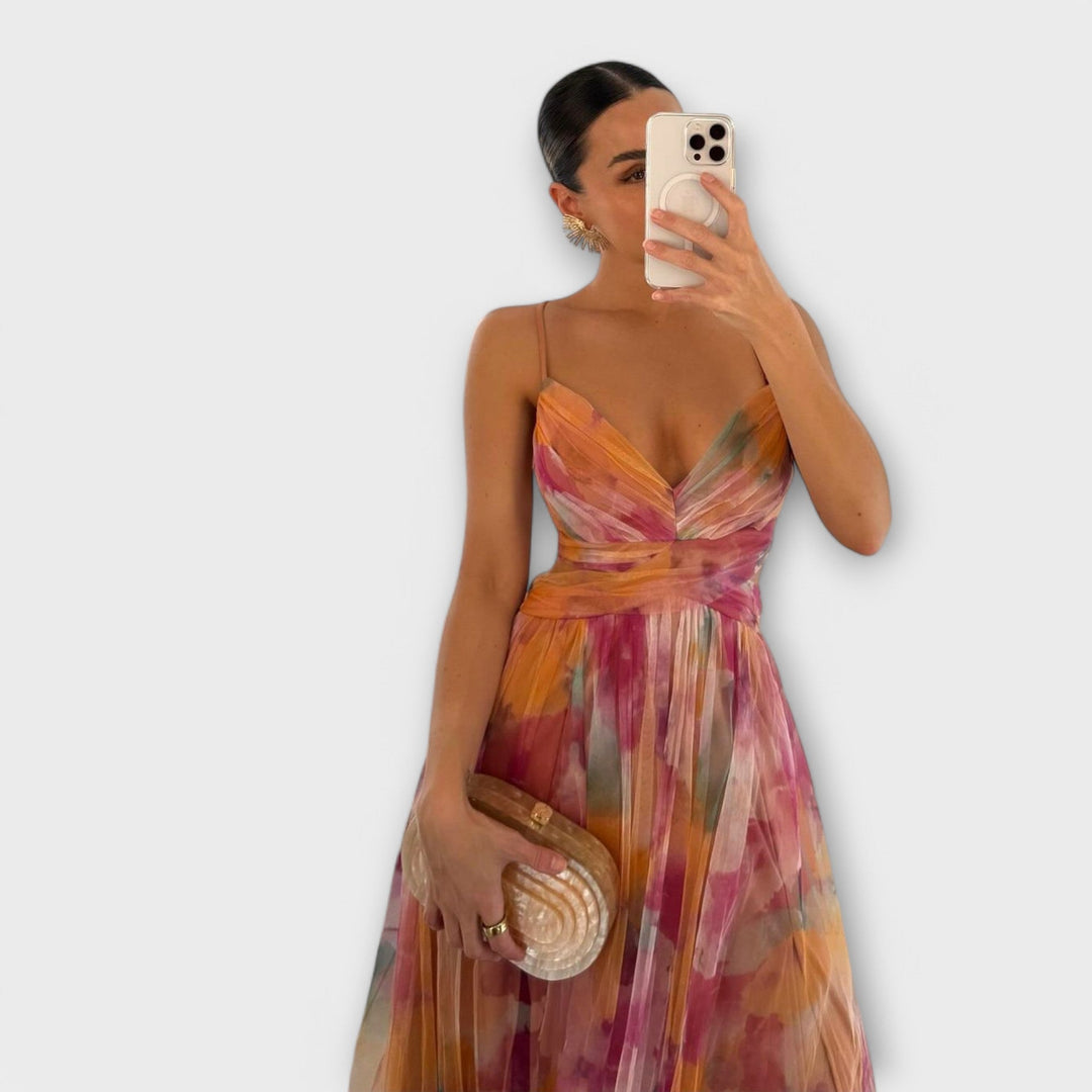 Lina Mesh Maxi Dress - Elegant and Figure-Hugging