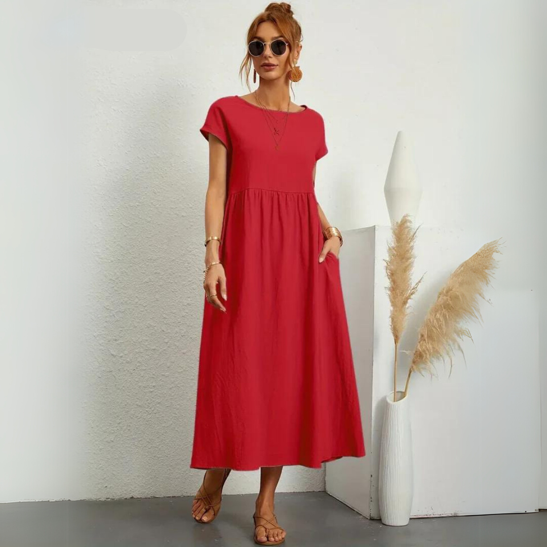 Isla – 100% Breathable Cotton Casual Midi Dress