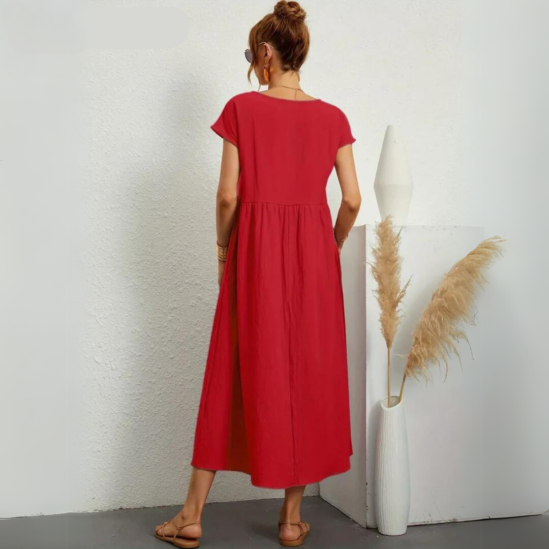 Isla – 100% Breathable Cotton Casual Midi Dress