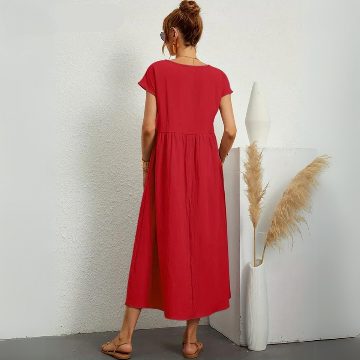 Isla – 100% Breathable Cotton Casual Midi Dress