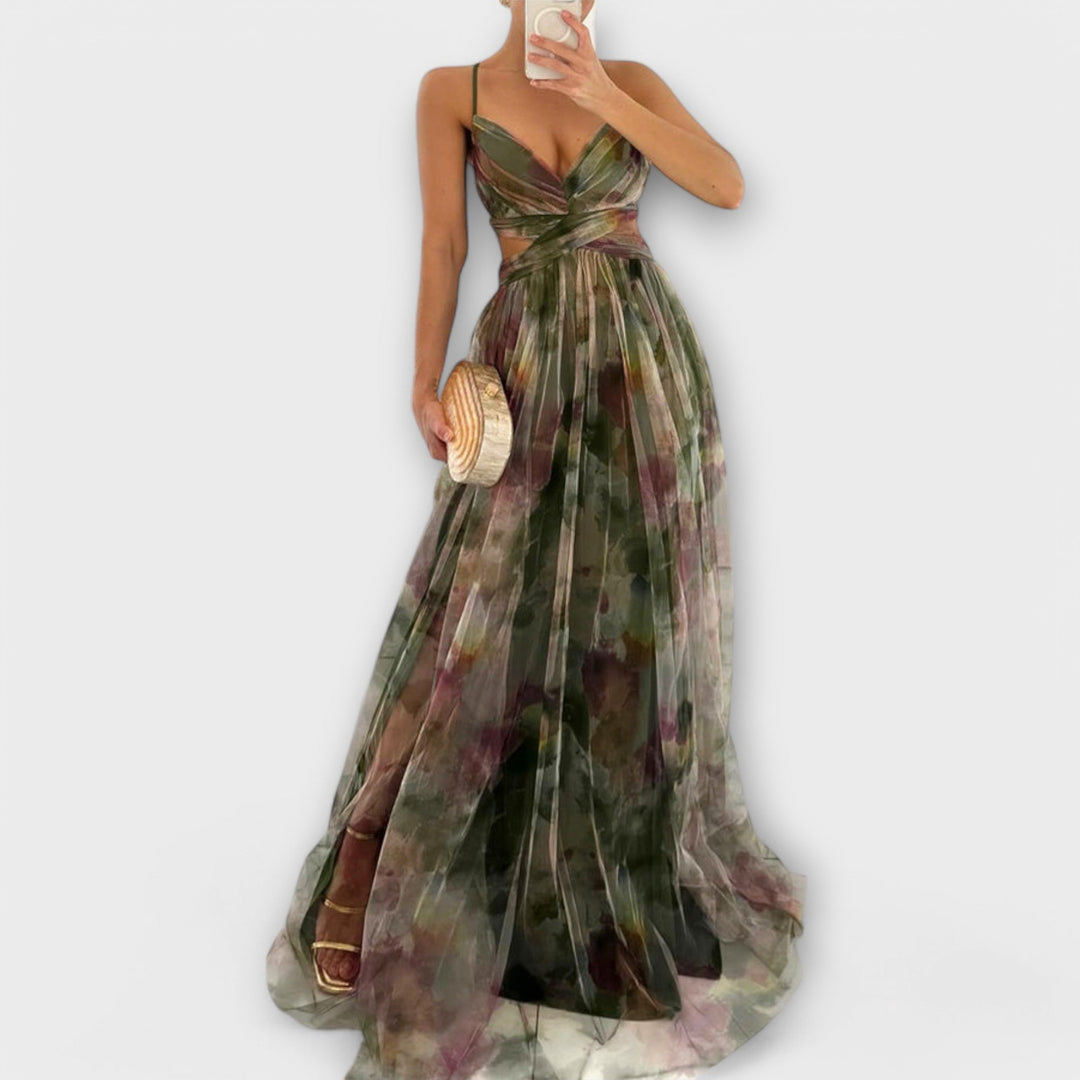 Lina Mesh Maxi Dress - Elegant and Figure-Hugging