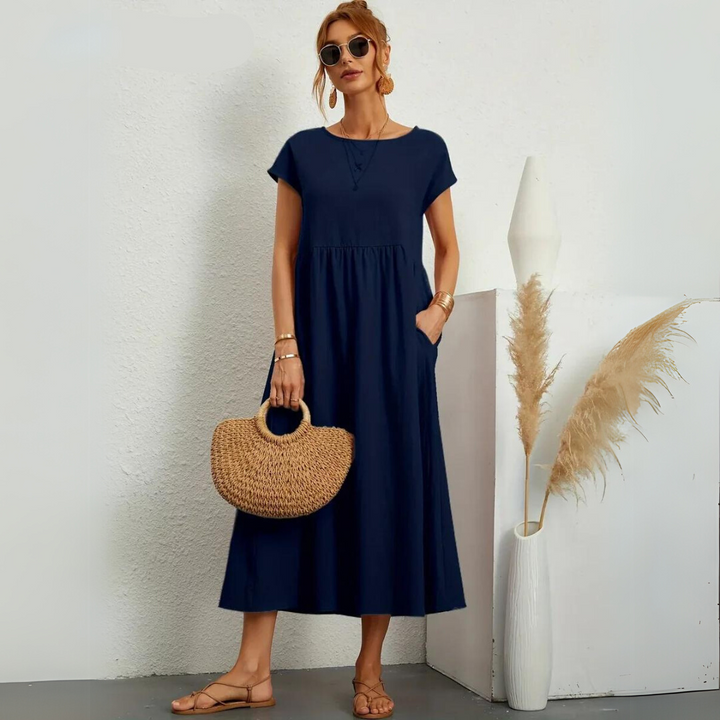 Isla – 100% Breathable Cotton Casual Midi Dress