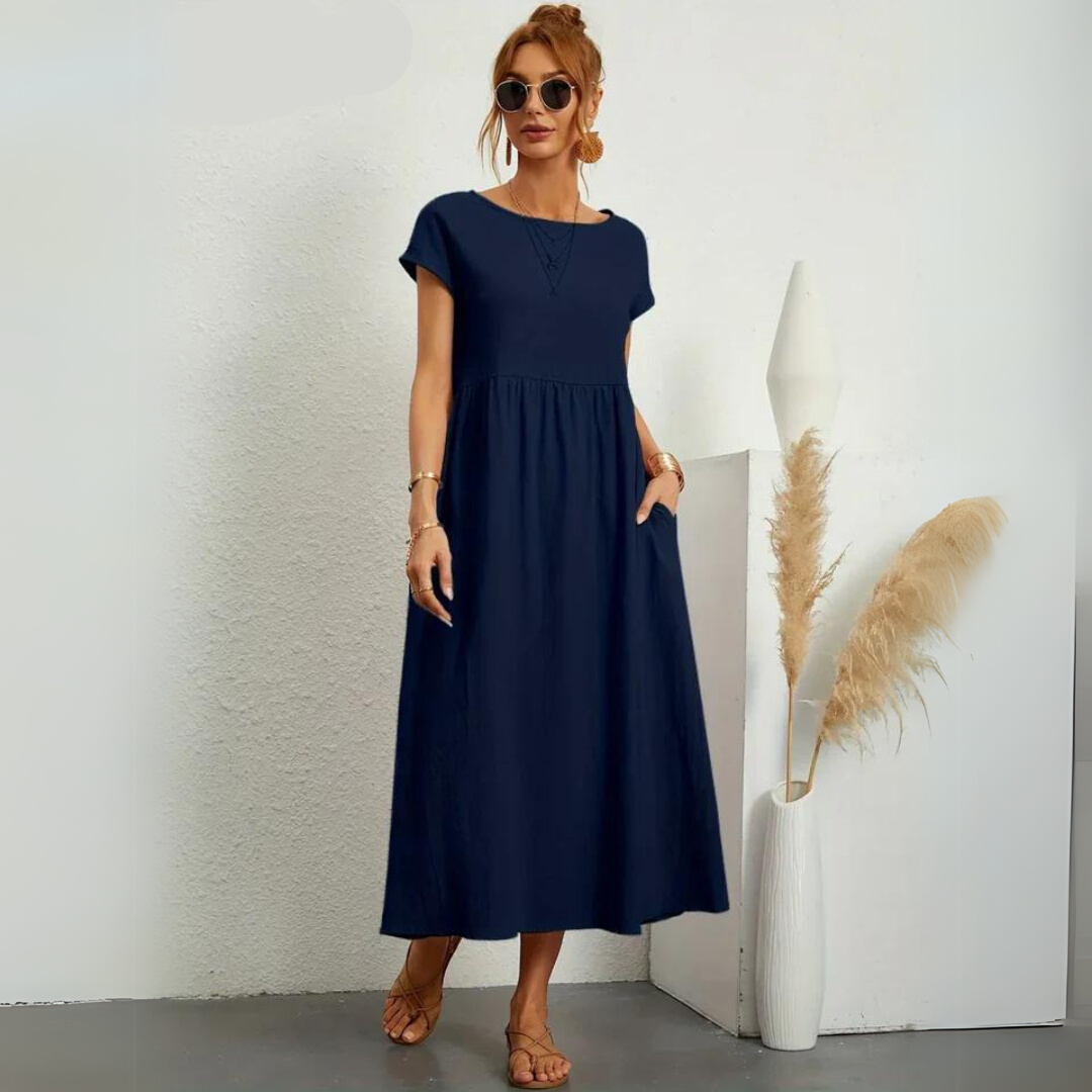 Isla – 100% Breathable Cotton Casual Midi Dress