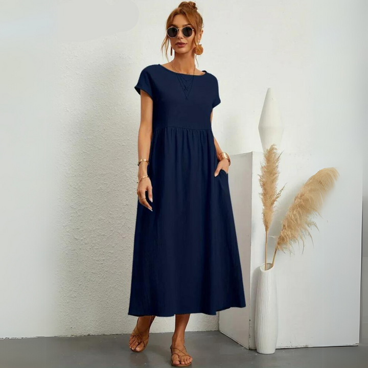 Isla – 100% Breathable Cotton Casual Midi Dress