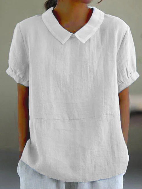 Manou - Casual Collar Blouse for Everyday Ellegance and Comfort - White / S