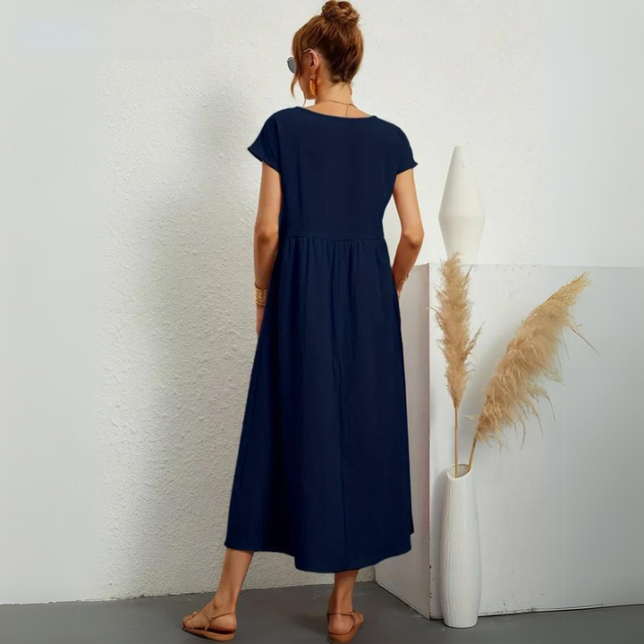Isla – 100% Breathable Cotton Casual Midi Dress