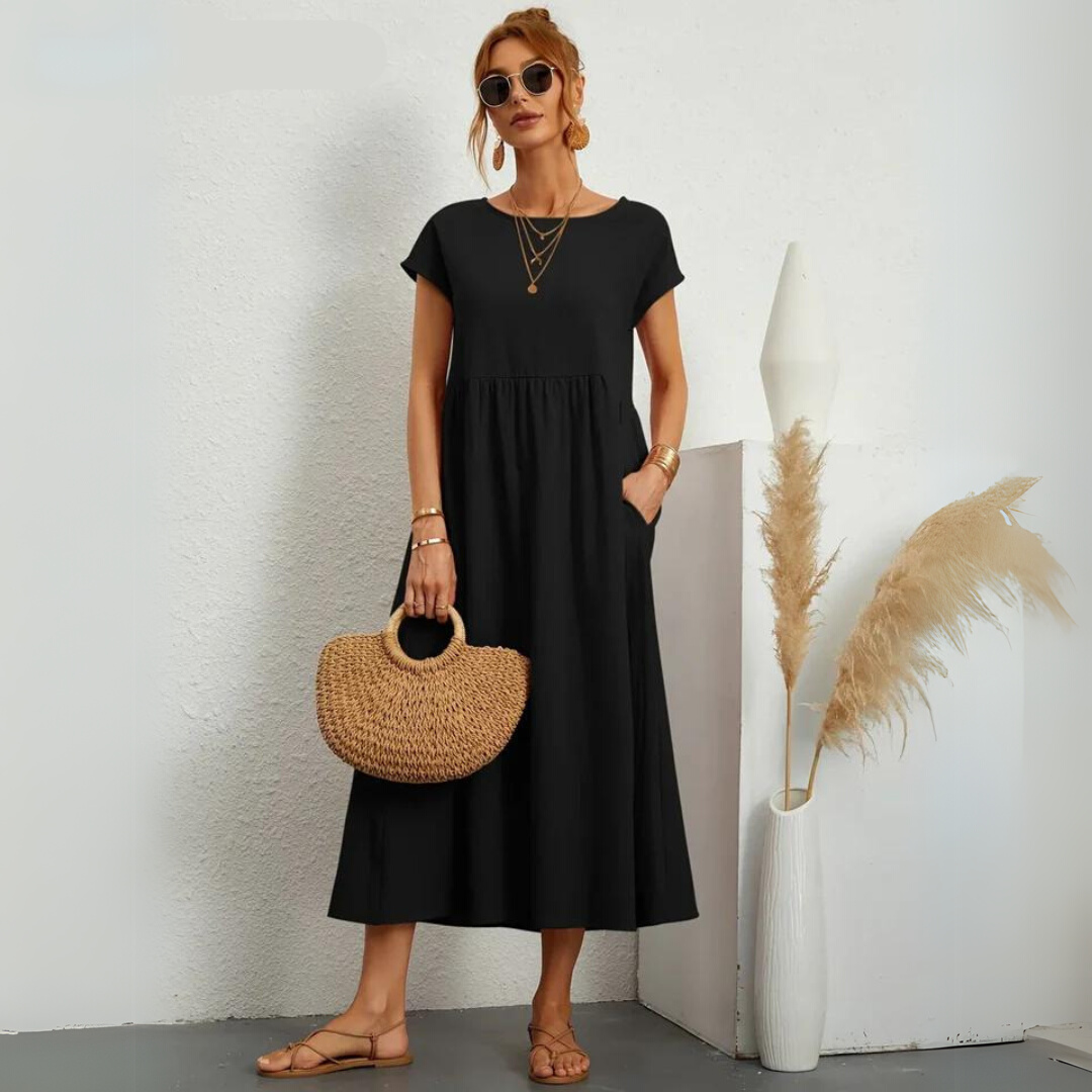 Isla – 100% Breathable Cotton Casual Midi Dress