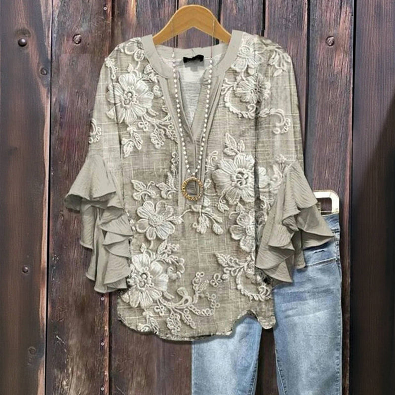 MAEVA™ | Vintage Blouse with Floral Print