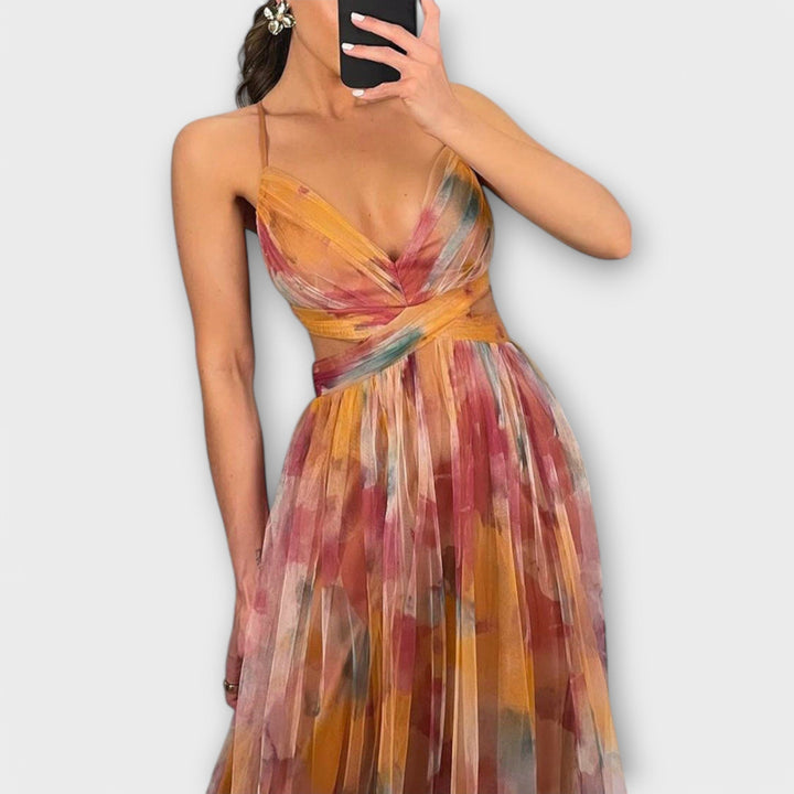 Lina Mesh Maxi Dress - Elegant and Figure-Hugging