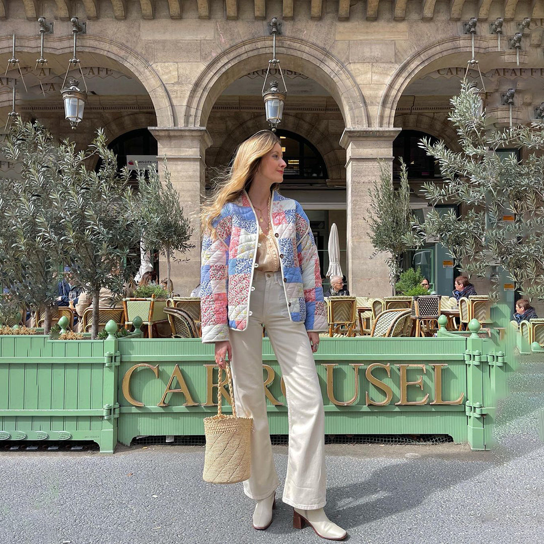 Aria - Stylish Printed Jacket - Pink Blue / XS - Jackets