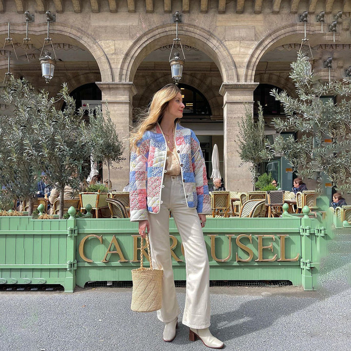 Aria - Stylish Printed Jacket - Pink Blue / XS - Jackets