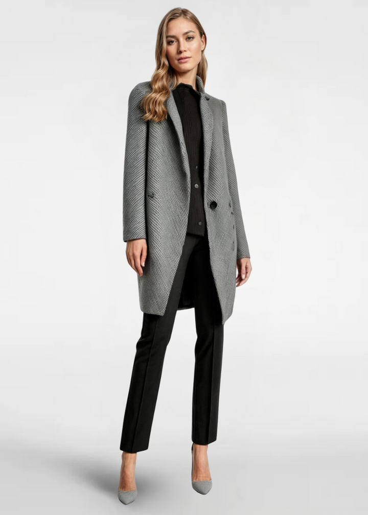 Audrey - Houndstooth Coat - Grey / S