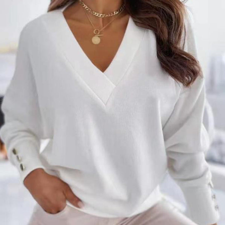 Bella - Elegance Meets Comfort The V-neck Sweater To Fall In Love With - White / S