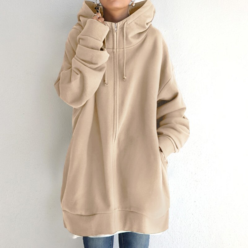 Britt - Oversized Winter Hoodie - Beige / S - Hoodie