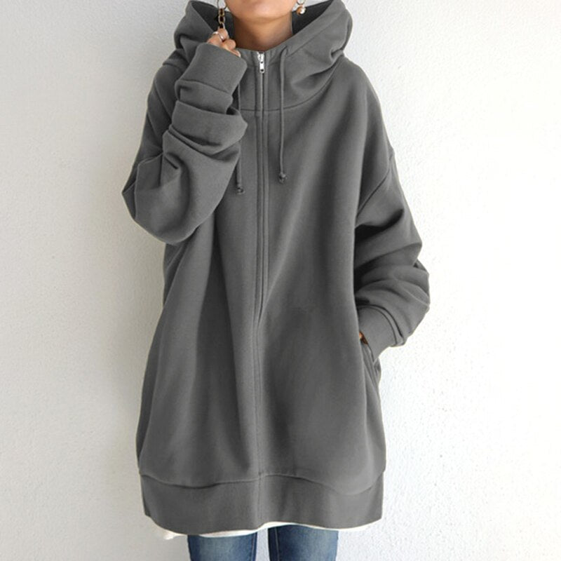 Britt - Oversized Winter Hoodie - Grey / S - Hoodie