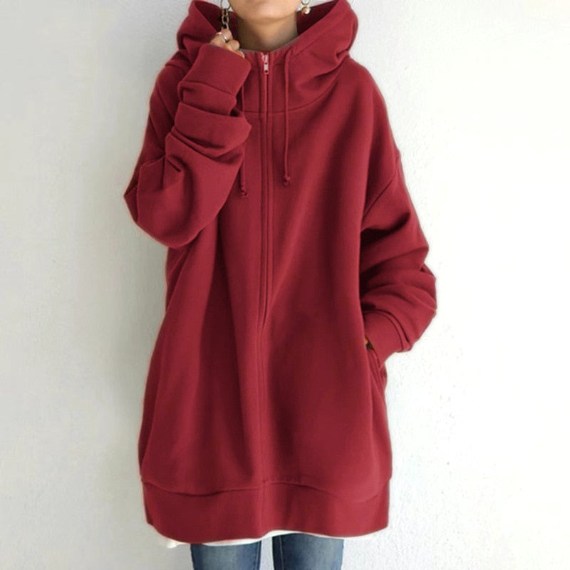 Britt - Oversized Winter Hoodie - Red / S - Hoodie