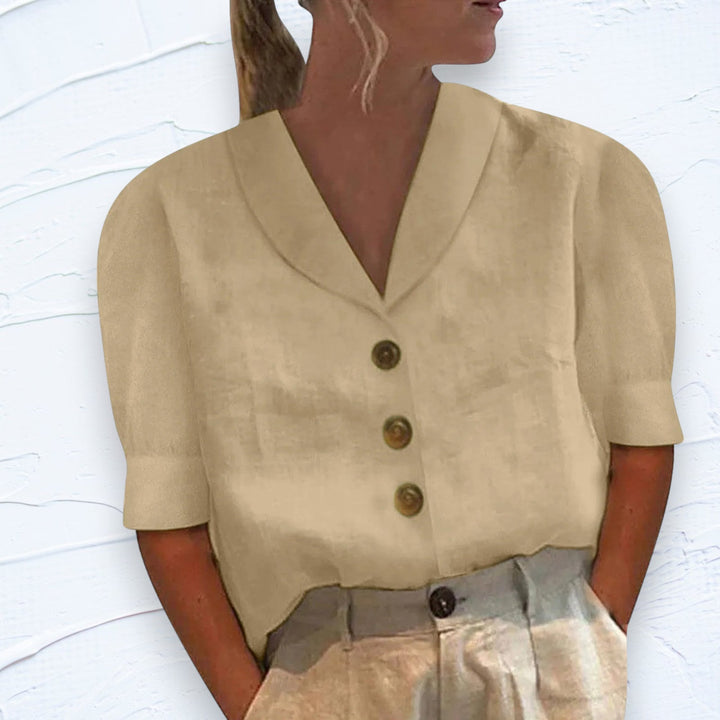 Brooke - Basic Cotton T-shirt For An Everyday Look - Beige / S - Blouse