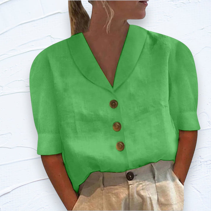 Brooke - Basic Cotton T-shirt For An Everyday Look - Green / S - Blouse