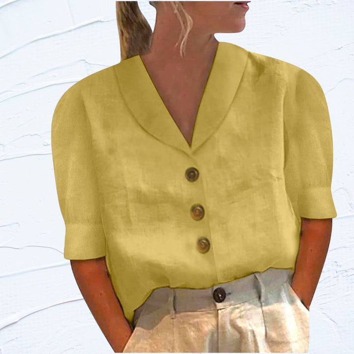 Brooke - Basic Cotton T-shirt For An Everyday Look - Yellow / S - Blouse