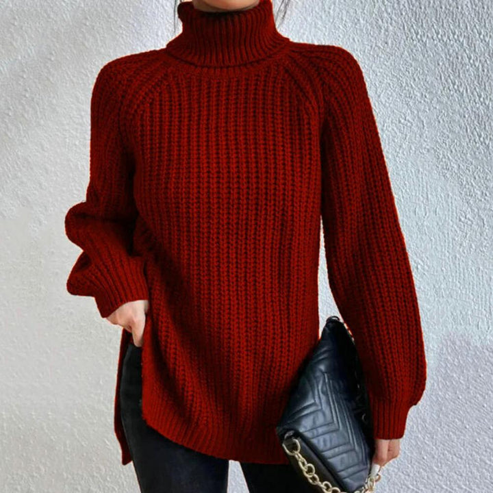 Caroline - Stylish Turtleneck For Extra Comfort - Bordeaux / S