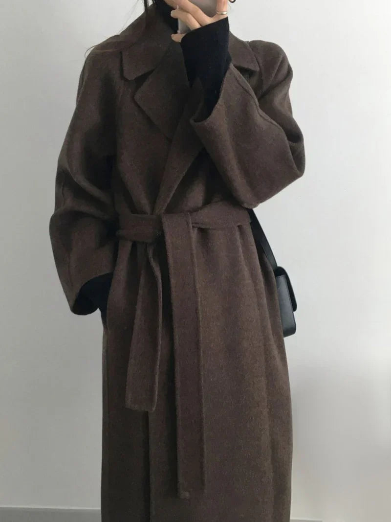 Clarissa - Long Wool Coat - Brown / S